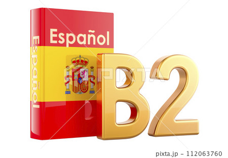 B2 Spanish level, concept. Level upper intermediate, 3D rendering 112063760