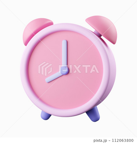 3d clock. Back to school and education concept. isolated on background, icon symbol clipping path. 3d render illustration 3d clock. Back to school and education concept. isolated on background, icon symbol clipping path. 3d render illustration 112063800