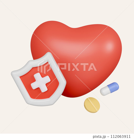Medicine healthcare health stethoscope checkup heartbeat medical doctor concept. icon isolated on white background. 3d rendering illustration. Clipping path. 112063911