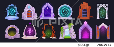 Cartoon magic gate. Game magical doors,...のイラスト素材 [112063943] - PIXTA