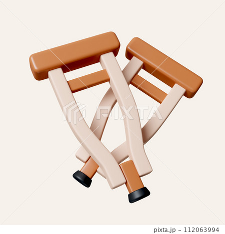 3d medical crutches handicap assistance equipment for injured or disabled patient. icon isolated on white background. 3d rendering illustration. Clipping path. 3d medical crutches handicap assistance equipment for injured or disabled patient. icon isolated on white background. 3d rendering illustration. Clipping path. 112063994