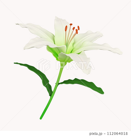 3d lily. icon isolated on white background. 3d rendering illustration. Clipping path. 3d lily. icon isolated on white background. 3d rendering illustration. Clipping path. 112064018