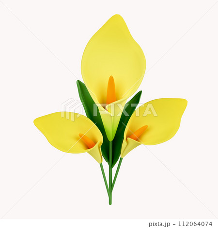 3d lily. icon isolated on white background. 3d rendering illustration. Clipping path. 112064074