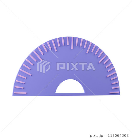 3d protractor. Back to school and education concept. isolated on background, icon symbol clipping path. 3d render illustration 112064308