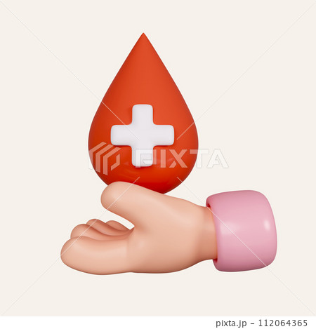 3d Hand holding blood icon. Blood donation, medical health care, volunteer concept. icon isolated on white background. 3d rendering illustration. Clipping path. 3d Hand holding blood icon. Blood donation, medical health care, volunteer concept. icon isolated on white background. 3d rendering illustration. Clipping path. 112064365