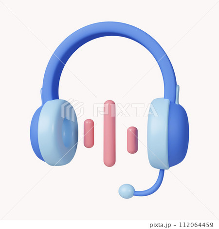3d Wireless headphones with flying notes. icon isolated on white background. 3d rendering illustration. Clipping path. 3d Wireless headphones with flying notes. icon isolated on white background. 3d rendering illustration. Clipping path. 112064459