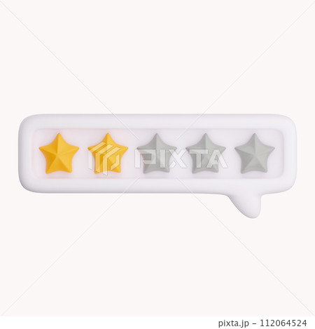 3d bubble rating for satisfaction. 3d 5 star for quality customer rating feedback concept from client employee, product review. 3d 5 star  112064524