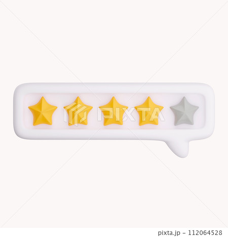 3d bubble rating four stars for best excellent services rating for satisfaction. 3d 5 star for quality customer rating feedback concept from client employee, product review. 3d 5 star render 3d bubble rating four stars for best excellent services rating for satisfaction. 3d 5 star for quality customer rating feedback concept from client employee, product review. 3d 5 star render 112064528