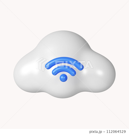 3d cloud wireless. Wireless network and connection cloud. icon isolated on white background. 3d rendering illustration. Clipping path. 3d cloud wireless. Wireless network and connection cloud. icon isolated on white background. 3d rendering illustration. Clipping path. 112064529