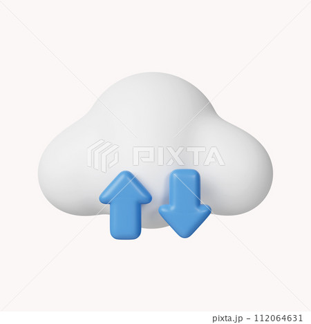 3d Cloud storage icon. Technology security. Cloud computing. icon isolated on white background. 3d rendering illustration. Clipping path. 112064631