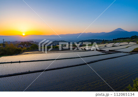 【初夏素材】夜明けの中野の棚田【山梨県】 【初夏素材】夜明けの中野の棚田【山梨県】 112065134