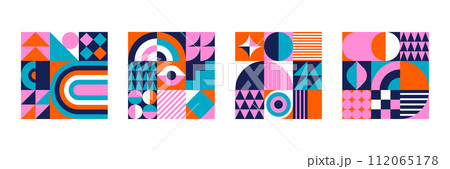 Colorful Abstract Geometric Background. Modern colorful concept design. Modular shapes and elements 112065178