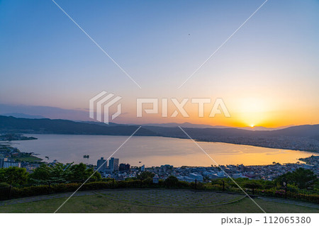 【サンセット素材】立石公園から見るサンセット【長野県】 【サンセット素材】立石公園から見るサンセット【長野県】 112065380