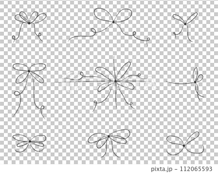 Hand drawn bows on ribbon set Hand drawn bows on ribbon set 112065593