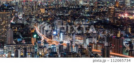 麻布台ヒルズから望む東京の都市風景 夜景 麻布台ヒルズから望む東京の都市風景 夜景 112065734
