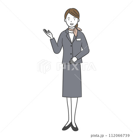 笑顔で案内をする客室乗務員 笑顔で案内をする客室乗務員 112066739