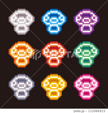 9色のキノコの線画 ネオン 112066815