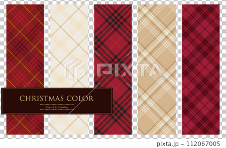 Chic Christmas color tweed check pattern set Chic Christmas color tweed check pattern set 112067005