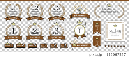 リボンや月桂樹をあしらったランキングデザインセット 112067527