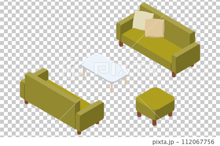 Isometric illustration: green sofa Isometric illustration: green sofa 112067756