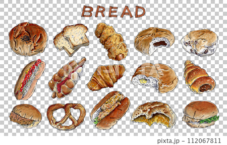 Bread set hand drawn illustration 112067811