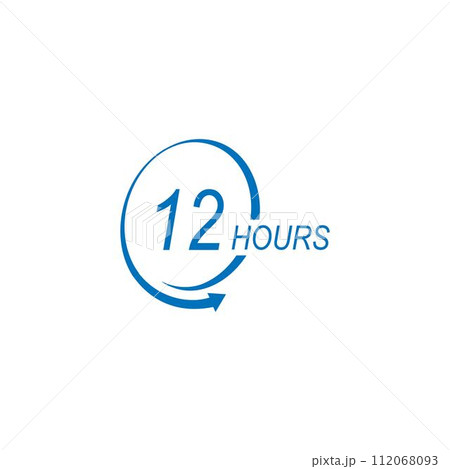 sign of 12, 24, 48 and 72 clock arrow hours logo 112068093