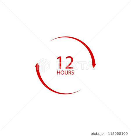 sign of 12, 24, 48 and 72 clock arrow hours logo sign of 12, 24, 48 and 72 clock arrow hours logo 112068100