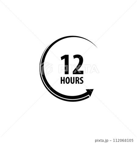 sign of 12, 24, 48 and 72 clock arrow hours logo 112068105