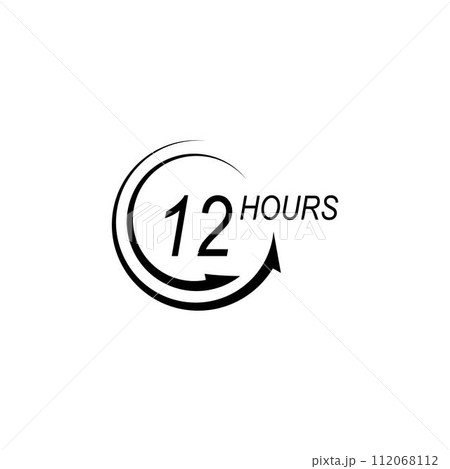 sign of 12, 24, 48 and 72 clock arrow hours logo sign of 12, 24, 48 and 72 clock arrow hours logo 112068112