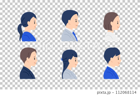 ビジネスパーソン男女の右横向き上半身セット【人物ベクターイラスト素材】 112068114