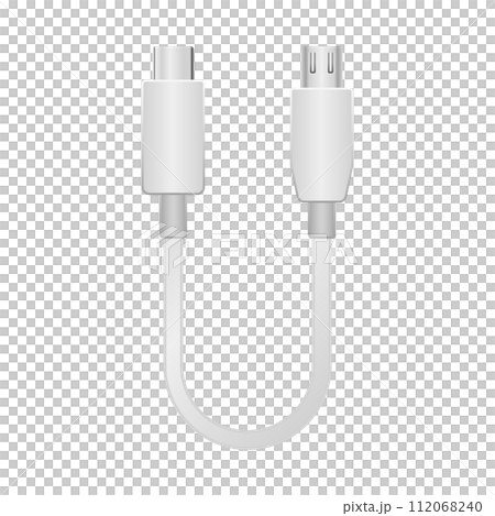 Simple illustration_White conversion cable_USB Type-C to Micro USB Type-B 112068240