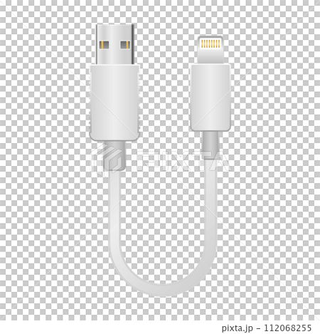 シンプルなイラスト_白い変換ケーブル_USB Type-A 2.0からLightning 112068255