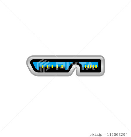 シンプルなイラスト_白いMicro USB Type-B 3.0 オス_差込口(ポート) シンプルなイラスト_白いMicro USB Type-B 3.0 オス_差込口(ポート) 112068294