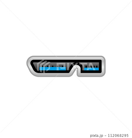 シンプルなイラスト_白いMicro USB Type-B 3.0 メス_差込口(ポート) シンプルなイラスト_白いMicro USB Type-B 3.0 メス_差込口(ポート) 112068295