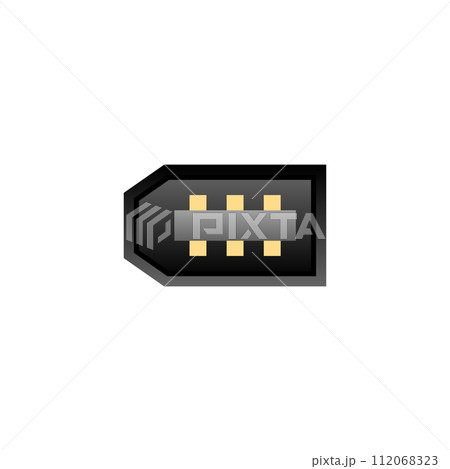 シンプルなイラスト_黒いIEEE1394ケーブル 6ピン オス_差込口（ポート） 112068323