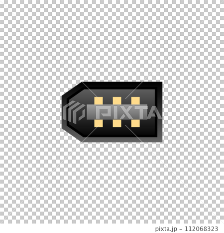 シンプルなイラスト_黒いIEEE1394ケーブル 6ピン オス_差込口（ポート） 112068323