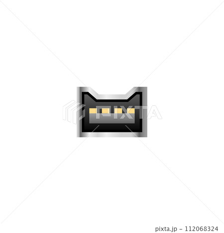 シンプルなイラスト_黒いIEEE1394ケーブル 4ピン オス_差込口(ポート) シンプルなイラスト_黒いIEEE1394ケーブル 4ピン オス_差込口(ポート) 112068324