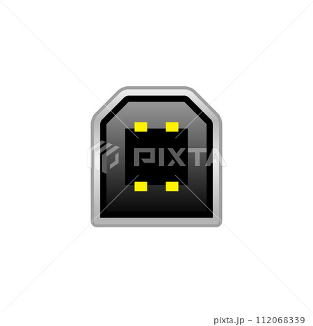 シンプルなイラスト_白いUSB Type-B 2.0 オス_差込口(ポート) シンプルなイラスト_白いUSB Type-B 2.0 オス_差込口(ポート) 112068339