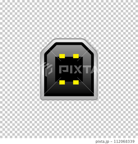 Simple illustration_White USB Type-B 2.0 male_Outlet (port) 112068339