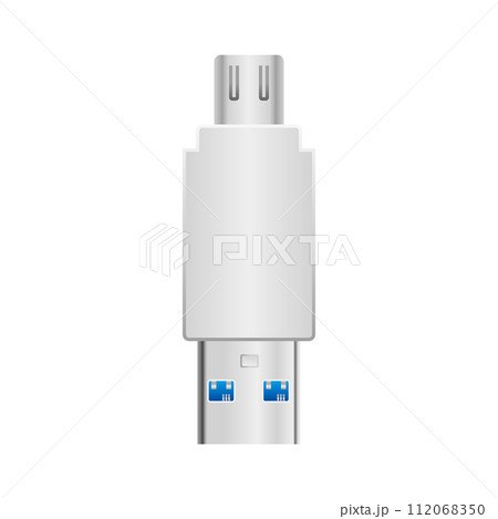 シンプルなイラスト_白い変換アダプタ_Micro USB Type-B 2.0からUSB シンプルなイラスト_白い変換アダプタ_Micro USB Type-B 2.0からUSB 112068350