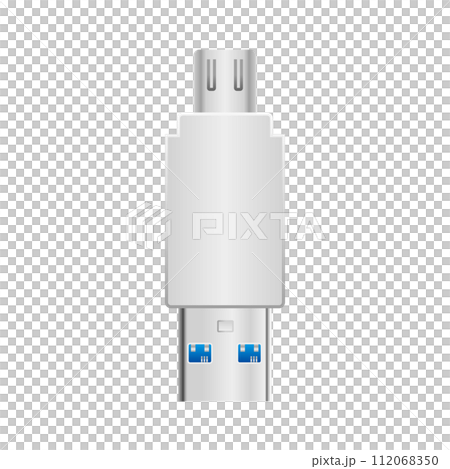 シンプルなイラスト_白い変換アダプタ_Micro USB Type-B 2.0からUSB シンプルなイラスト_白い変換アダプタ_Micro USB Type-B 2.0からUSB 112068350