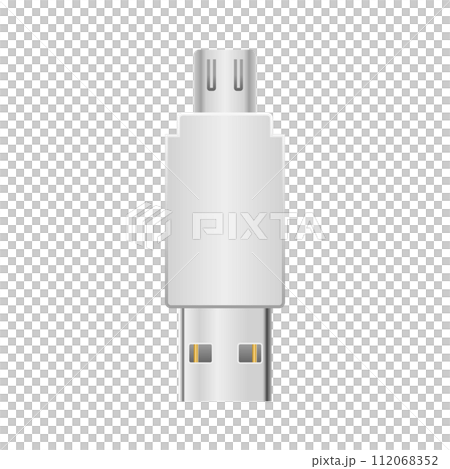 Simple illustration_White conversion adapter_Micro USB Type-B 2.0 to USB Simple illustration_White conversion adapter_Micro USB Type-B 2.0 to USB 112068352