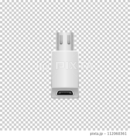 シンプルなイラスト_白い変換アダプタ_Micro USB Type-B 2.0 オス and メス シンプルなイラスト_白い変換アダプタ_Micro USB Type-B 2.0 オス and メス 112068361