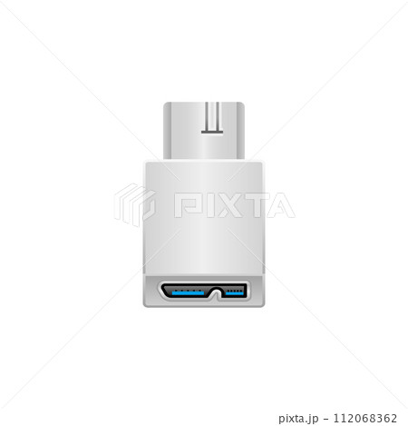 シンプルなイラスト_白い変換アダプタ_Micro USB Type-B 3.0 オス and メス シンプルなイラスト_白い変換アダプタ_Micro USB Type-B 3.0 オス and メス 112068362