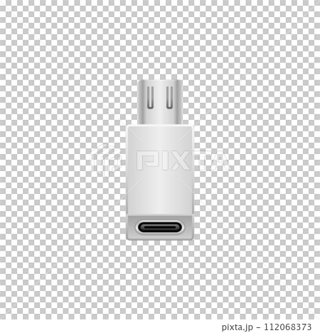 Simple illustration_White conversion adapter_Micro USB Type-B 2.0 to USB 112068373