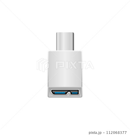 シンプルなイラスト_白い変換アダプタ_USB Type-CからMicro USB Type-B 112068377
