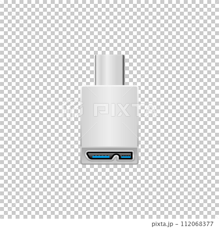 シンプルなイラスト_白い変換アダプタ_USB Type-CからMicro USB Type-B 112068377