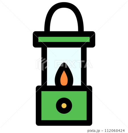 防災に必要な持ち物のカラー単品アイコン　ランタン 112068424
