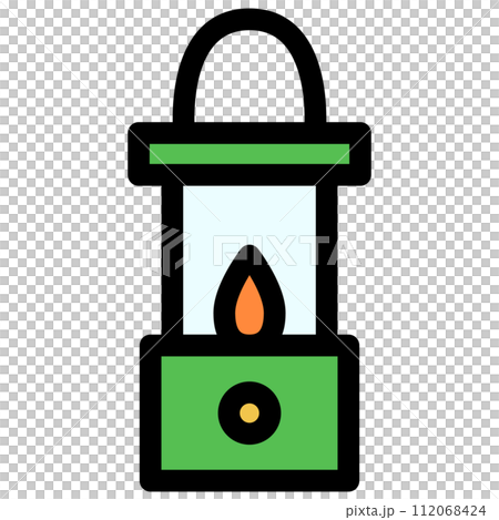 防災に必要な持ち物のカラー単品アイコン　ランタン 112068424