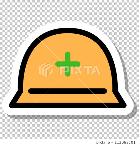Sticker single item icon of items necessary for disaster prevention Helmet 112068501